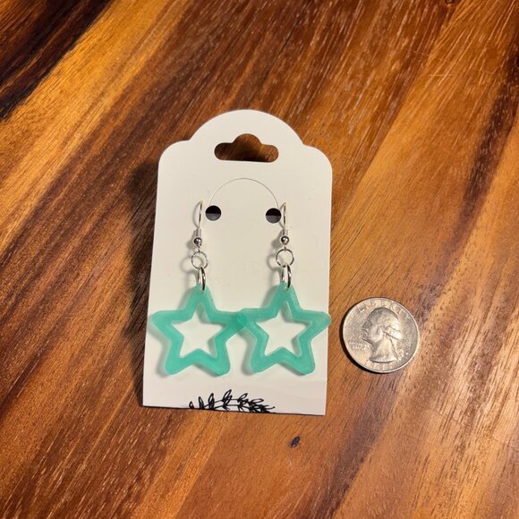 Cyan Star Earrings - Picture 1 of 1